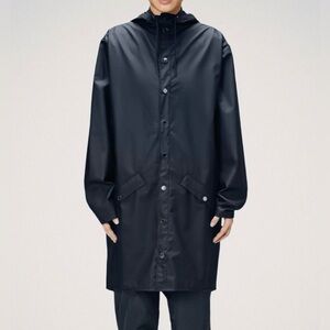 Rains Black Hooded Trench Coat